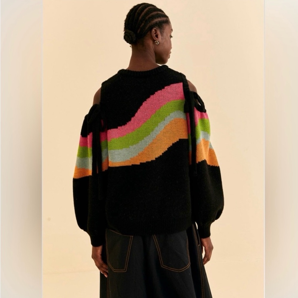 FARM Rio Off-the-Shoulder Sweater with Vibrant Stripes - Picture 4 of 4